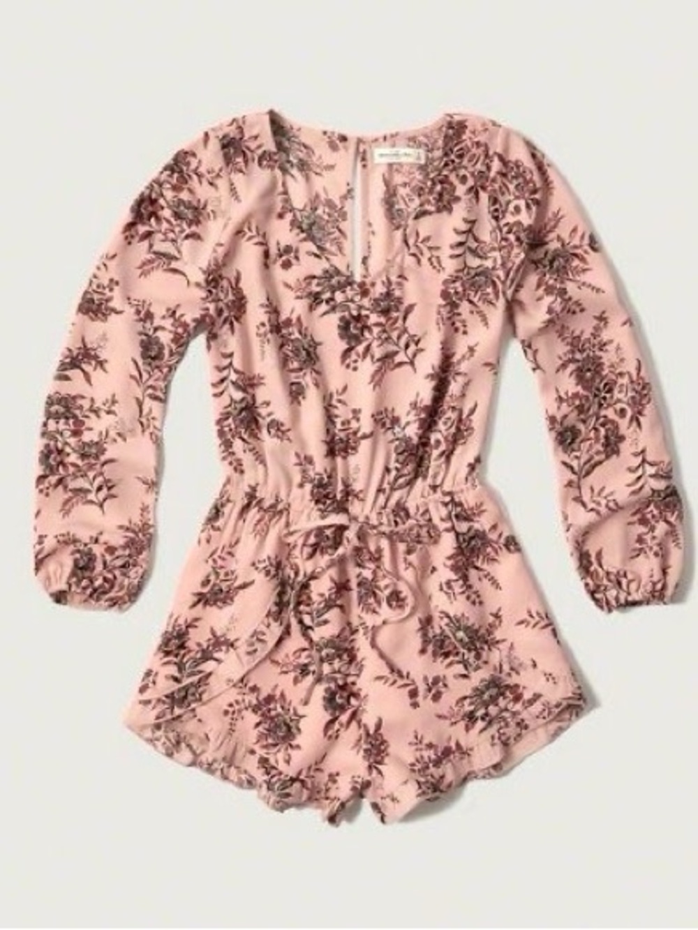 Abercrombie & Fitch Women’s Floral Long Sleeve Pink Short Romper